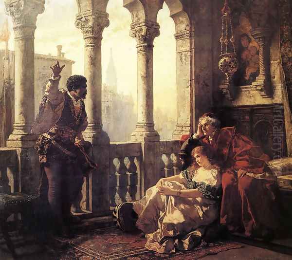 Othello Relating His Adventures to Desdemona Oil Painting by Carl Ludwig Friedrich Becker