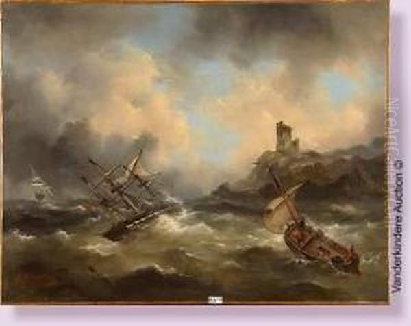Marine Sous Un Ciel D'orage Oil Painting by Theodore Gudin