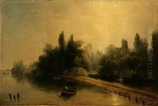 Bords De Riviere Oil Painting by Theodore Gudin
