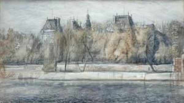 Hotel De Ville Depuis Le Quai Aux Fleurs Oil Painting by Aime Barraud