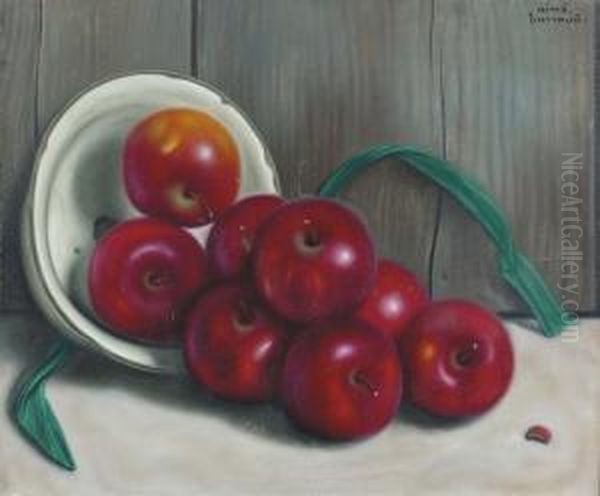 Stillleben Mit Roten Apfeln. Oil Painting by Aime Barraud