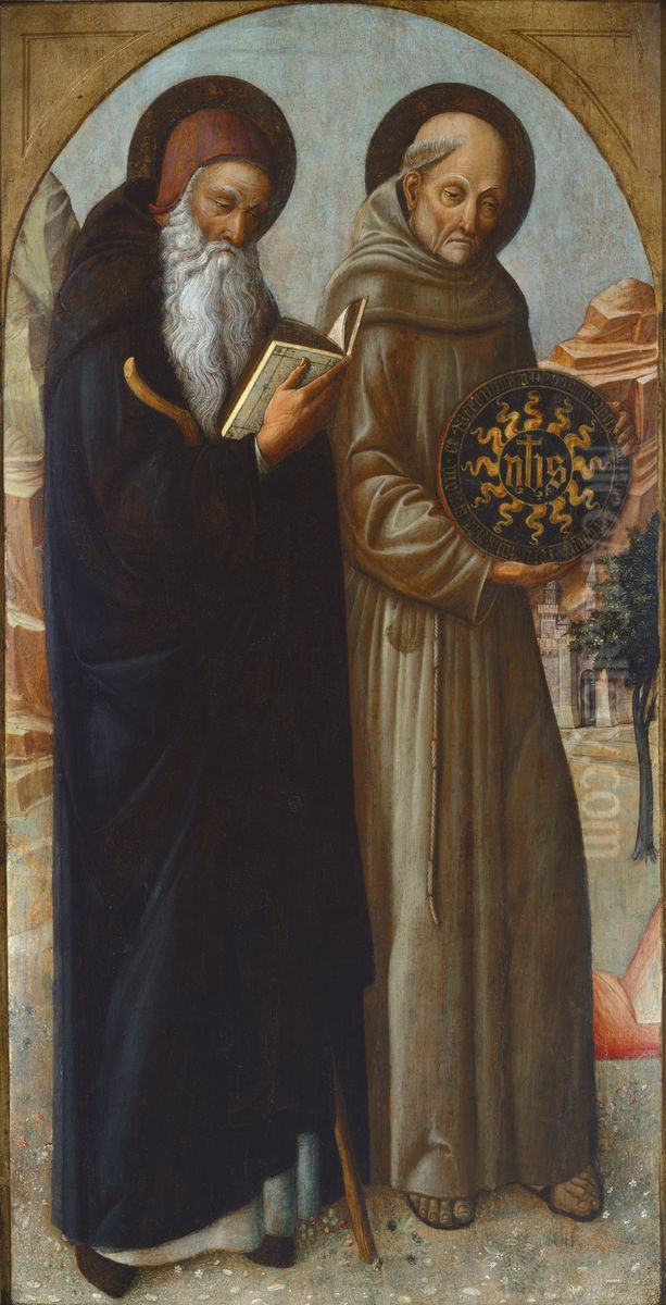 Saint Anthony Abbot and Saint Bernardino of Siena Oil Painting by Jacopo Bellini