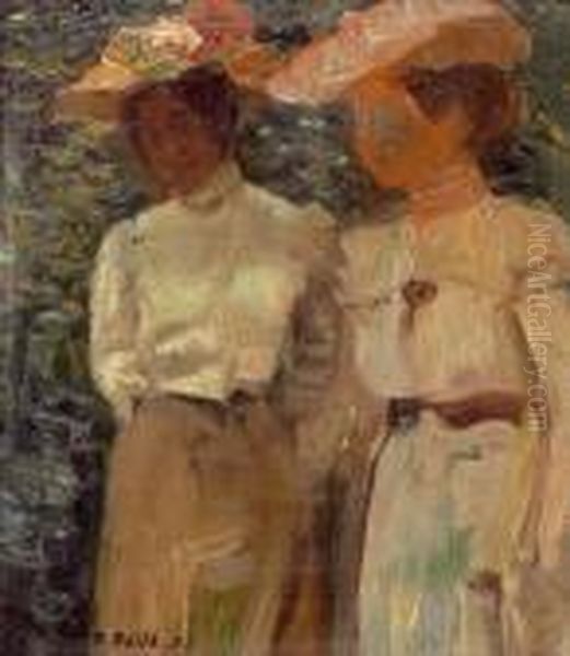 Zwei Frauen Oil Painting by Paul Basilius Barth