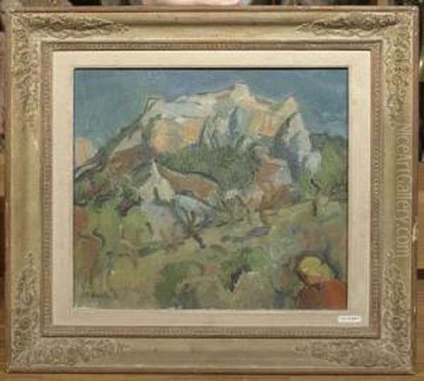 Landschaft Mit Gebirge. 1937. Oil Painting by Paul Basilius Barth