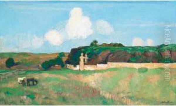 Sommerlandschaft Mit Pferden Oil Painting by Paul Basilius Barth