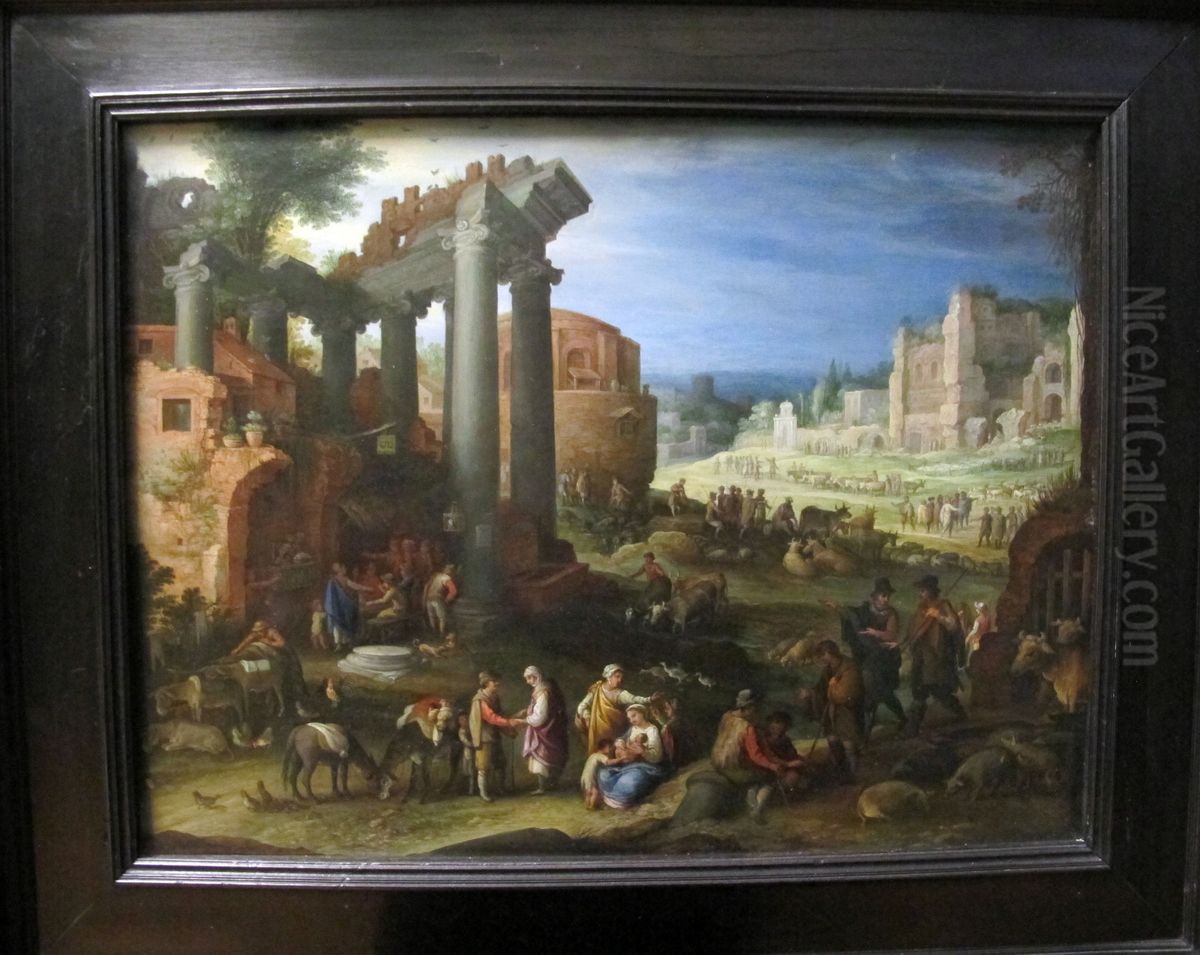 Ruins and Figures Oil Painting by Paul Bril