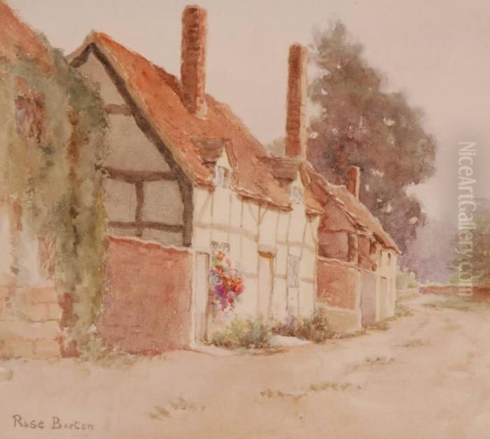 Timber Framed Cottages Oil Painting by Rose Barton