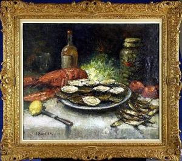 [nature Morte Aux Huitres] Oil Painting by Alfred Bastien