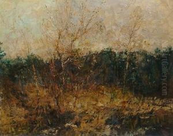 Landscape With Woodland 'a 
Bastien' (lower Left), With Still Life By Separate Artist On Board Verso Oil Painting by Alfred Bastien