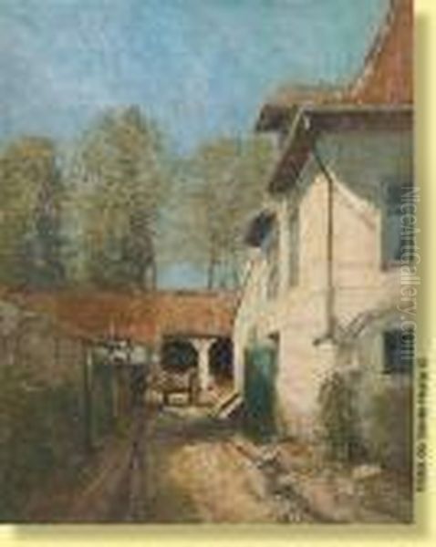 Cour De Ferme Oil Painting by Alfred Bastien