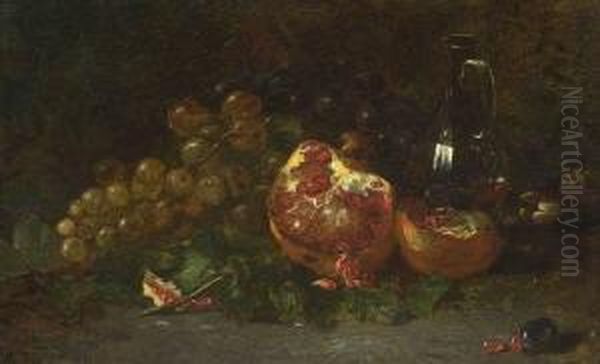 Stillleben Mit Fruchten Und
 Glaskaraffe. Oil Painting by Amedee Baudit