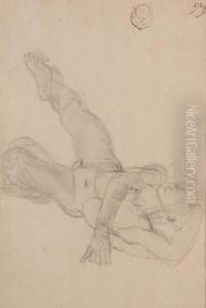 Homme Chutant, Etude Pour La Danse Turque De L_opera Deparis. Oil Painting by Baudry Paul