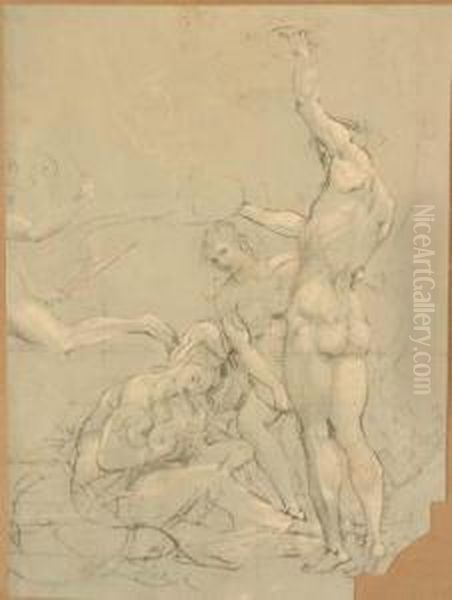 Corybantes Dansant Autour Du Berceau De Jupiter Oil Painting by Baudry Paul