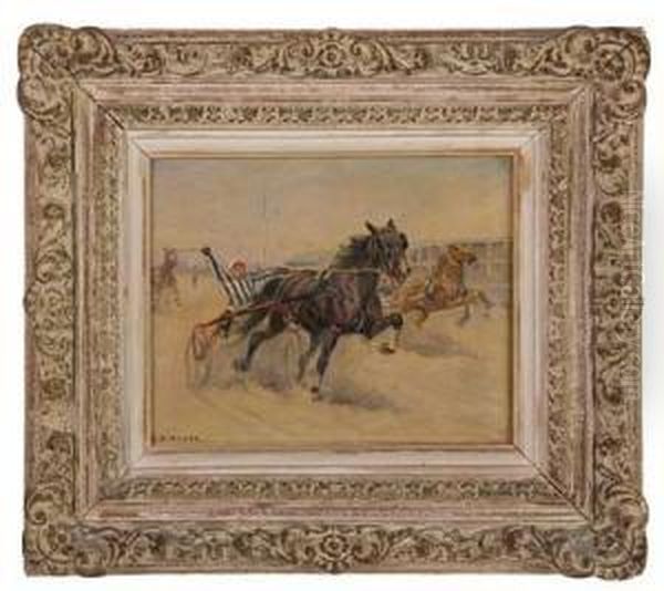 Harness Race Oil Painting by C. Bauer
