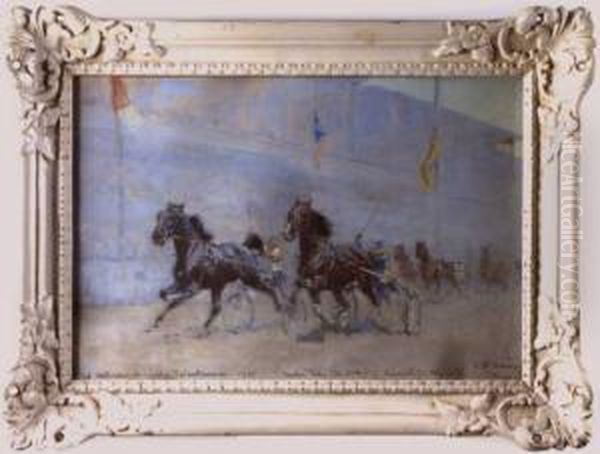 Dostihy Oil Painting by C. Bauer