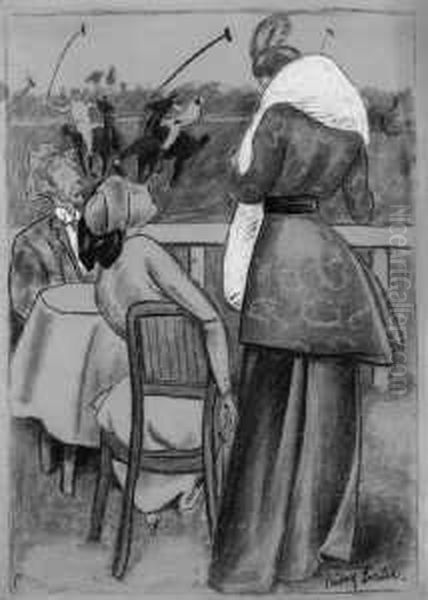 Kohlezeichnung Uber Schwacher 
Bleistiftvorzeichnung, Teils Gewischt Und Mit Weiser Kreide Gehoht, Auf 
Braunlichem Buttenpapier 59,2 X 42,3 Cm, Unter Glas Gerahmt. Unten 
Rechts Mit Kohle Signiert Rudolf Bauer . - Am Rand Stellenweise Mit 
Schwach Oil Painting by Rudolf Bauer