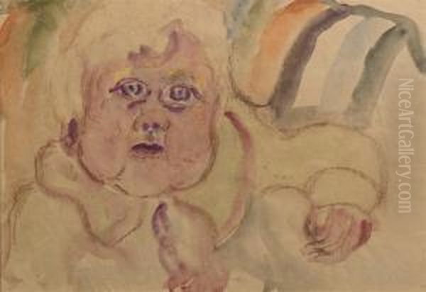 A Portrait Of A Child Oil Painting by Philipp Bauknecht