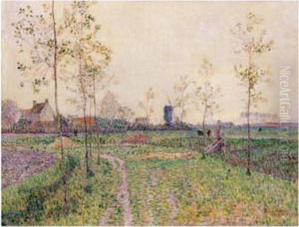 Herbstlandschaft Bei Knokke (autumn Landscape Near Knokke) Oil Painting by Paul Baum