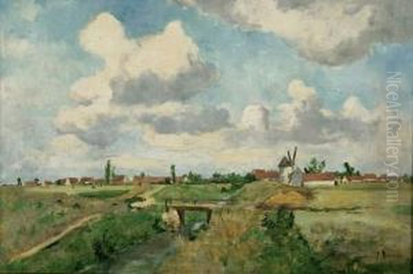 Hollandische Landschaft. 1884 Oil Painting by Paul Baum