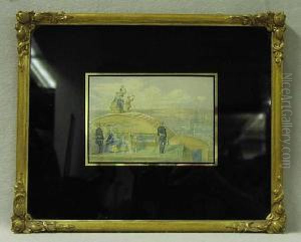 Queen Victoria And Family 
Leaving Queenstownon Board The 'victoria & Albert L' August 1849 Oil Painting by George Baxter