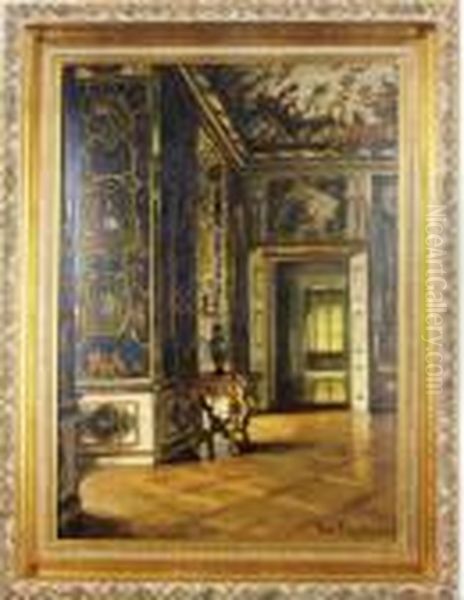 A Palatial Interior Oil Painting by Fritz Bayerlein