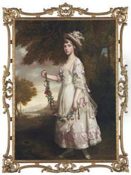 Portrait Of Miss Julia Keasberry Oil Painting by Thomas Beach