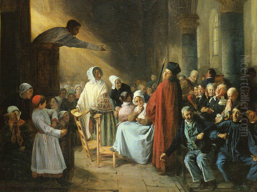 The Sermon Oil Painting by Francois-Auguste Biard