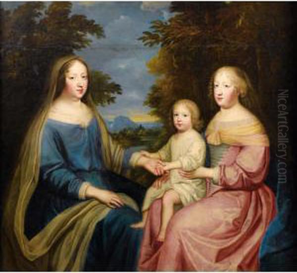 [charles And Henri Beaubrun ; 
Anne Of Austria, Marie-therese Ofaustria And The Grand Dauphin ; Oil On 
Canvas] Oil Painting by Charles Beaubrun