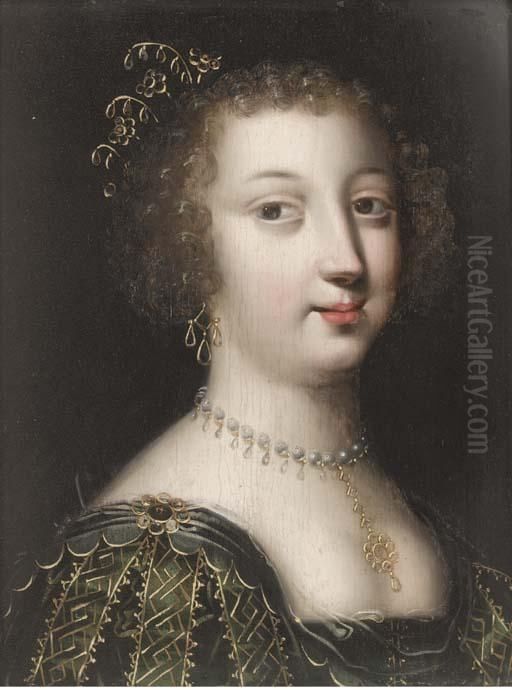 Portrait Of A Lady, Bust-length Oil Painting by Charles Beaubrun