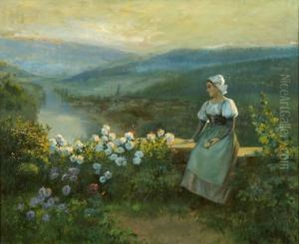 A
Rest In The Garden Oil Painting by Jean Beauduin