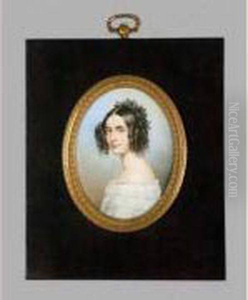 Miniature Ovale Sur Ivoire 
Representant La Princesse Von Sachsen Nee Herzogin Von Toscana En Robe 
De Soie Blanche Et Coiffee D' Anglaises. Oil Painting by Cecilia Beaux