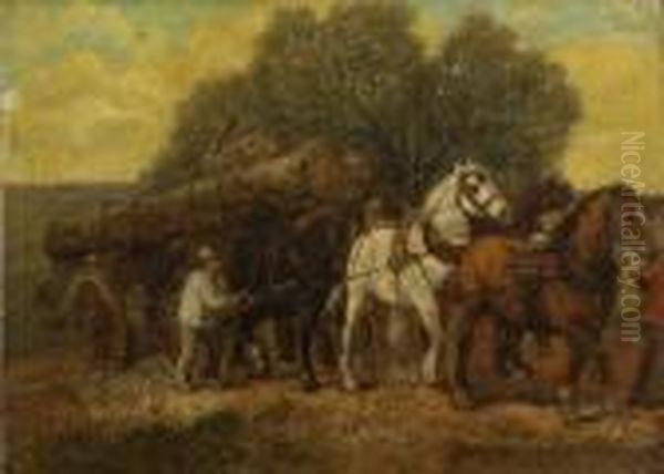 The Timber Wagon Oil Painting by Richard Beavis