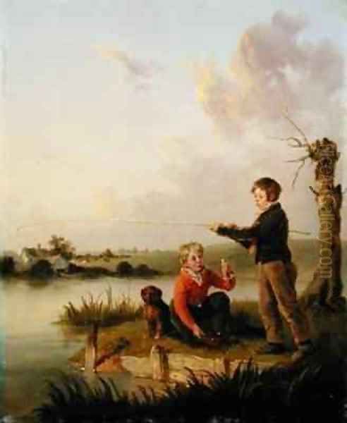 The Young Anglers Oil Painting by Edmund Bristow