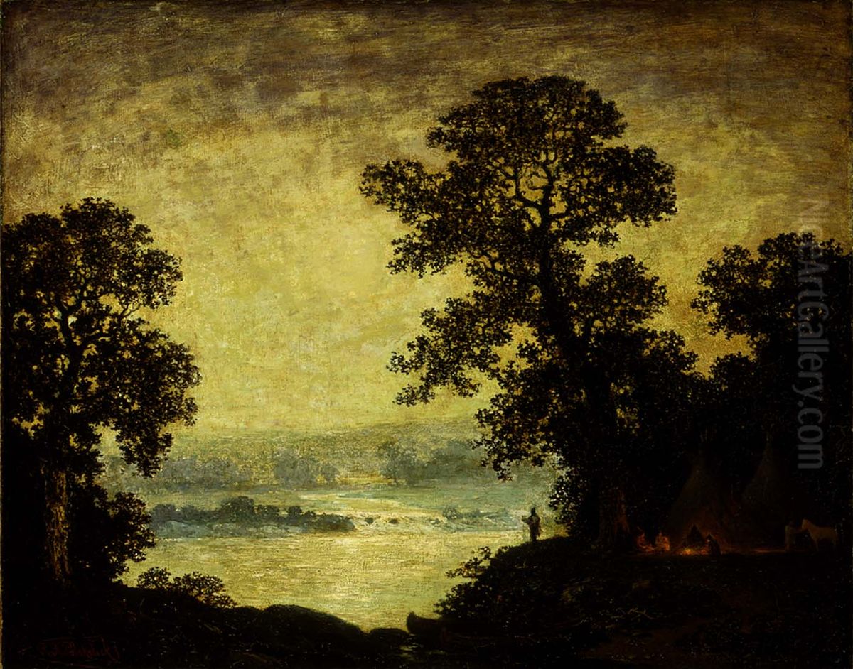 Moonlight, Indian Encampment Oil Painting by Ralph Albert Blakelock