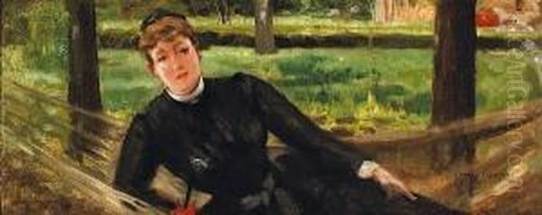 Hammock In The Shade Oil Painting by James Carroll Beckwith