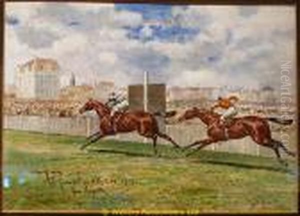 Velocity Wins The Grand Prix D'ostende Oil Painting by John Axel Beer