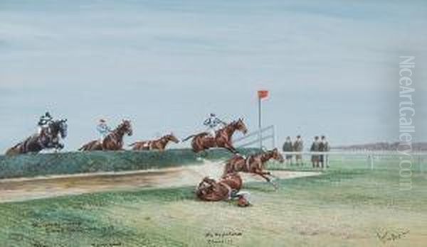 The Waterjump, Grand National Oil Painting by John Axel Beer