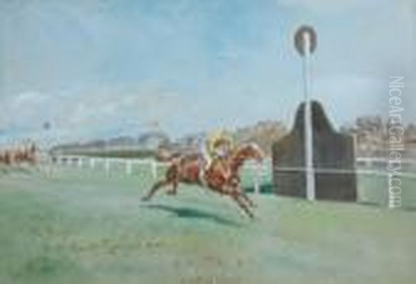 The Finish For The Grand National Oil Painting by John Axel Beer