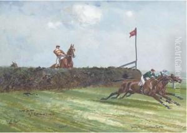The Last Fence, Grand National Oil Painting by John Axel Beer