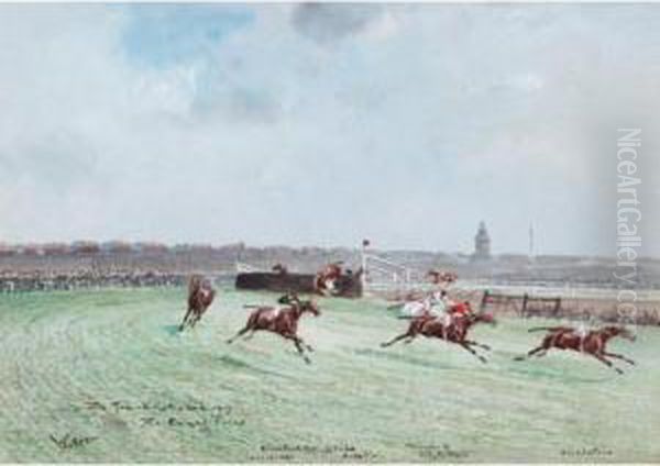 The Grand National 1913, The Canal Turn Oil Painting by John Axel Beer