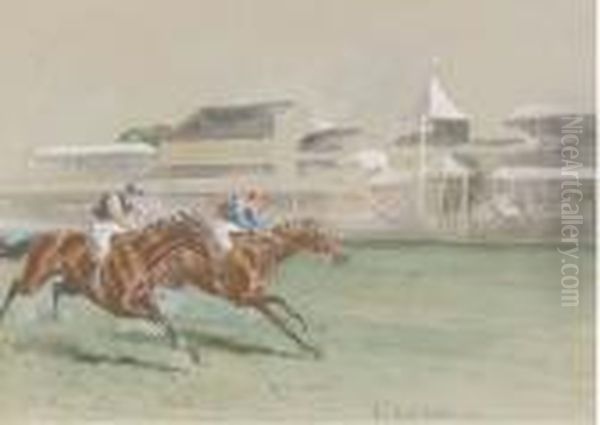 Baldur Wins!, The Ascot Stakes Oil Painting by John Axel Beer