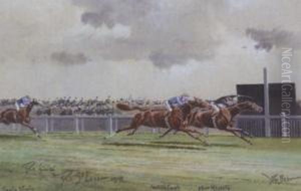 Finish For The St.leger Oil Painting by John Axel Beer