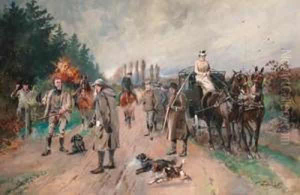 The Shooting Party Oil Painting by John Axel Beer