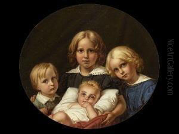 Die Vier Kinder Des Kunstlers:
 Oscar, Alfred, Reinhold Und Hellmuth. Oil Painting by Karl Joseph Begas