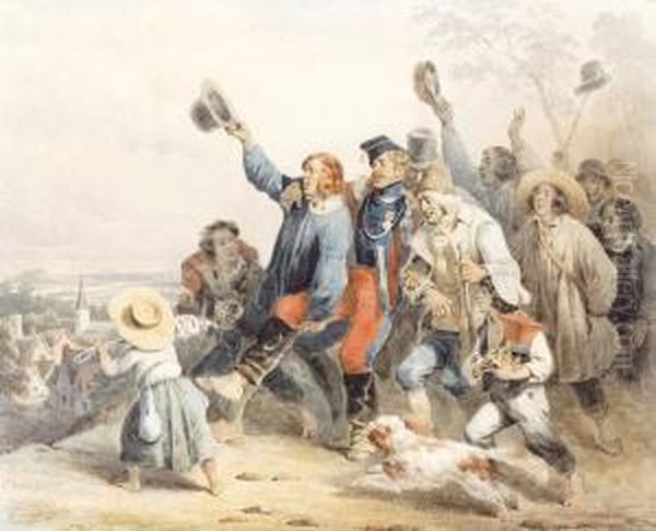 De Thuiskomst Oil Painting by Joseph-Louis Hippolyte Bellange