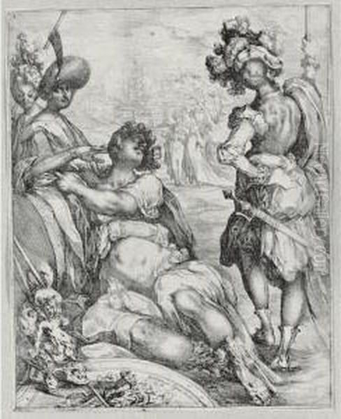 Military Figures Outside A City 
(griffiths & Hartley 40; Robert-dumesnil 37; Walch 19) Oil Painting by Jacques Bellange