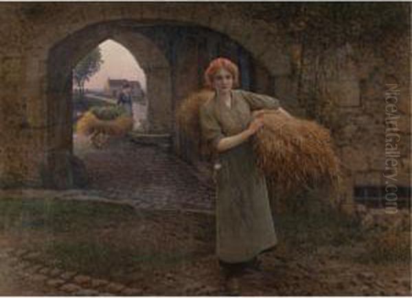 Carrying The Sheaves Oil Painting by Camille Felix Bellanger