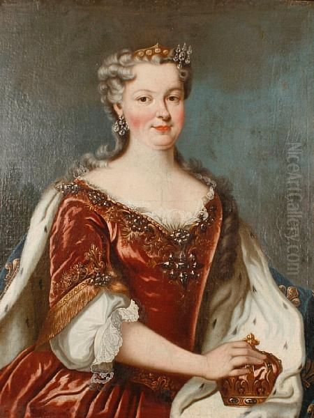 Portrait Of Queen Maria Leszczynska Oil Painting by Alexis-Simon Belle
