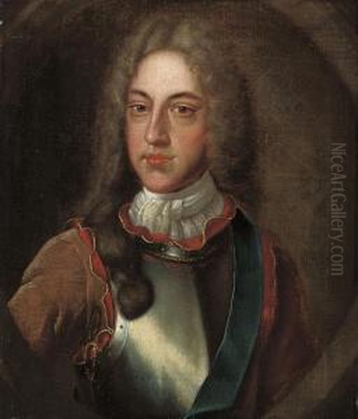 Portrait Of James Francis Edward
 Stuart, The Old Pretender,half-length, In A Buff Coat And Breastplate Oil Painting by Alexis-Simon Belle