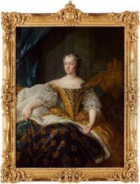 Portrait De Marie Leszcsynska, Reine De France Oil Painting by Alexis-Simon Belle